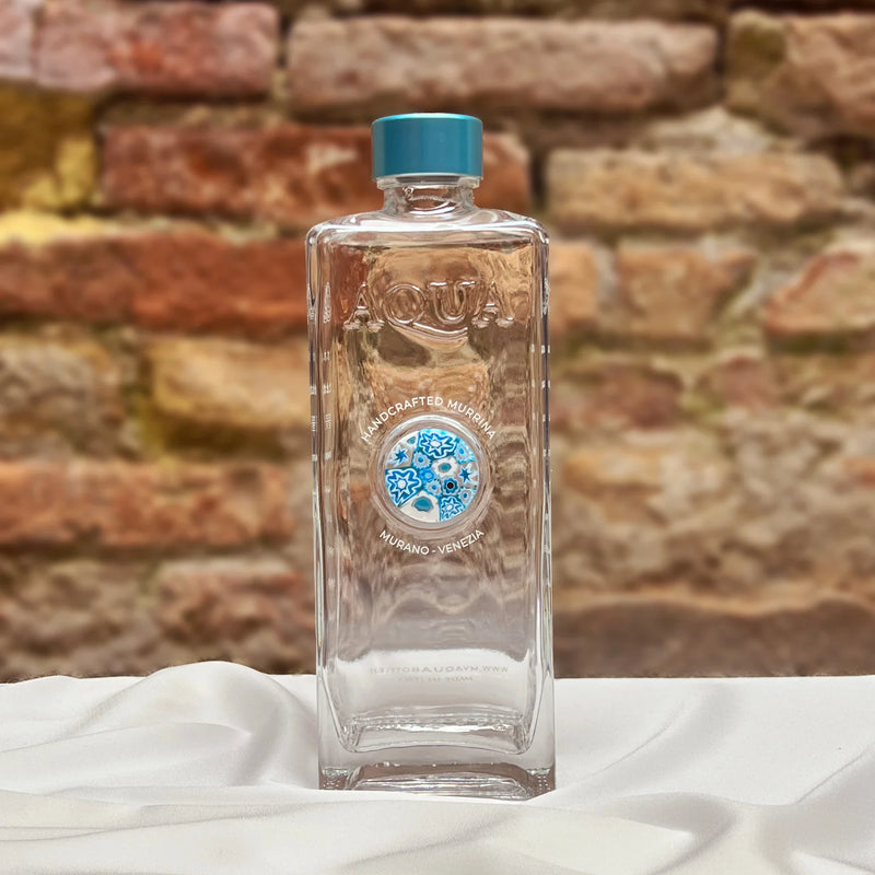 Bottiglia in vetro con medaglione di Murrine - Azzurra