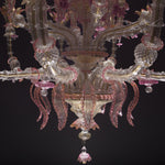Basilio, lampadario classico rezzonico in vetro di Murano