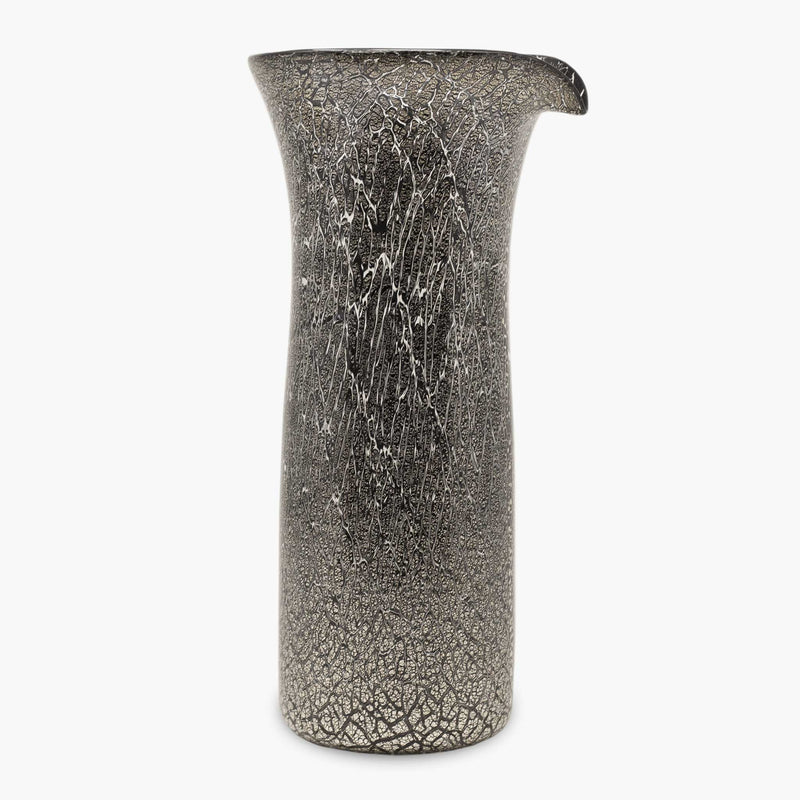 Caraffa in vetro di Murano - con argento craccato - Nero
