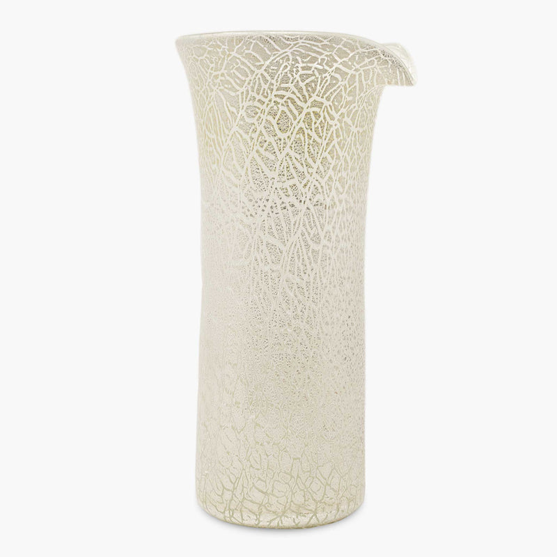 Caraffa in vetro di Murano - con argento craccato - Bianco